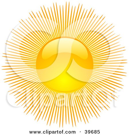 Clipart Illustration of a Bursting Bright And Shiny Orange And Yellow Summer Sun by KJ Pargeter