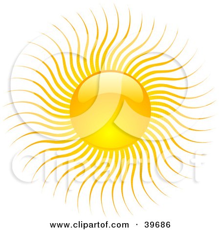 Clipart Illustration of a Bright And Shiny Orange And Yellow Summer Sun With Heat Waves by KJ Pargeter