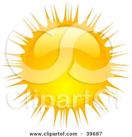 Clipart Illustration of a Beaming Shiny Orange And Yellow Summer Sun by KJ Pargeter