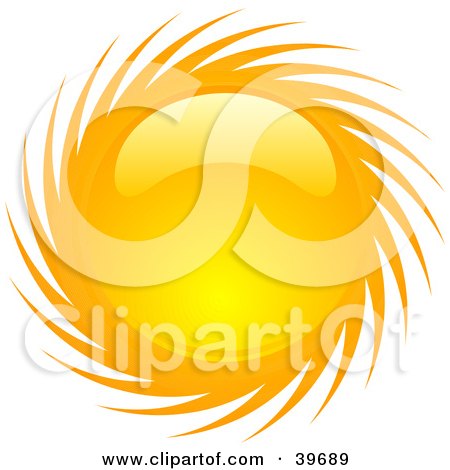 Clipart Illustration of a Spiraling Shiny Orange And Yellow Summer Sun by KJ Pargeter