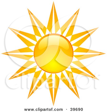 Clipart Illustration of a Stary Like Bright And Shiny Orange And Yellow Summer Sun by KJ Pargeter