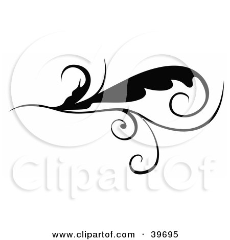 Clipart Illustration of a Tendriled Leaf Scroll On White by dero