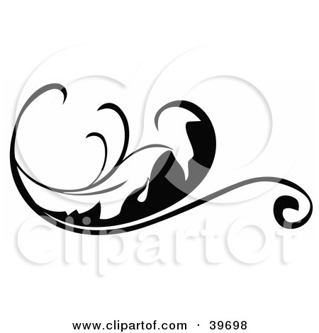 Clipart Illustration of a Curvy Leaf Scroll, On White by dero