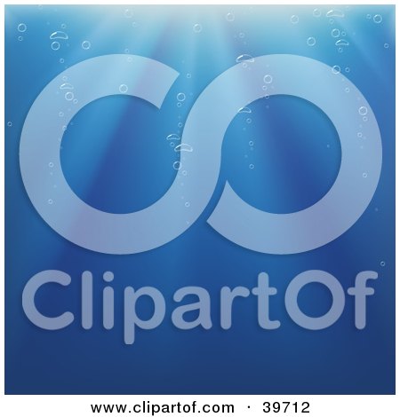 Clipart Illustration of a Blue Underwater Background With Sunshine Shining Down On Bubbles by dero