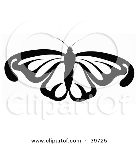 Clipart Illustration of a Flying Black And White Butterfly by dero
