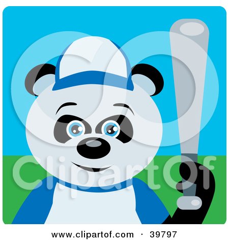 Blue Eyed Giant Panda Bear Playing Baseball On A Field Posters, Art ...