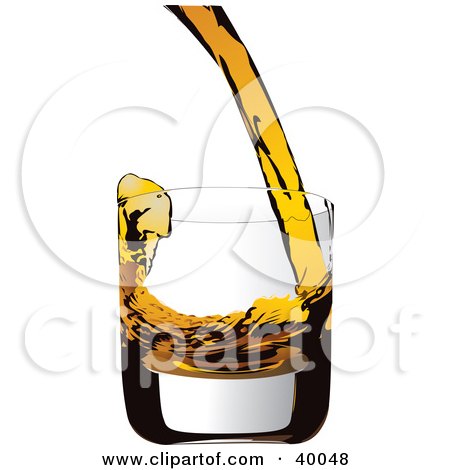 Clipart Illustration of Whiskey Or Apple Juice Pouring Into A Clear Glass by Eugene