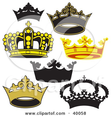 Clipart Illustration of Heraldic King Crowns by dero