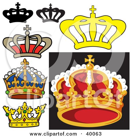 Clipart Illustration of Royal King Crowns by dero