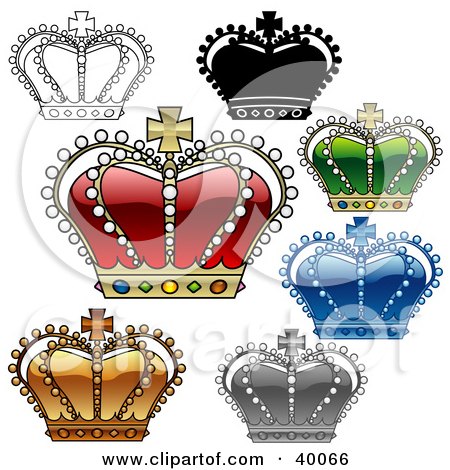 Clipart Illustration of Gorgeous Colorful Crowns by dero