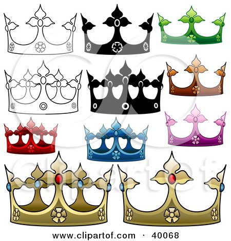 Clipart Illustration of Jeweled Crowns by dero