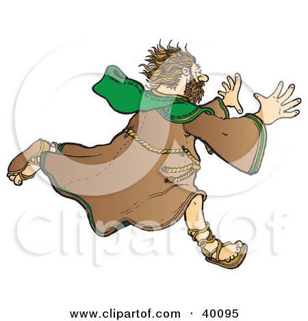 Clipart Illustration of a Running Stressed Out Christian Monk In A Habit by Snowy