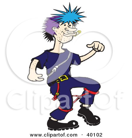 Clipart Illustration of a Punk Rocker With Wild Hair And Piercings by Snowy