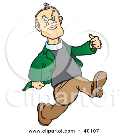 Clipart Illustration of a Vicar Priest Running And Glancing Off by Snowy