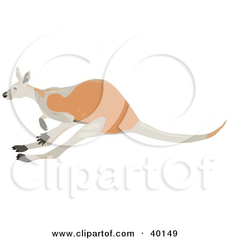 Clipart Illustration of a Brown Kangaroo Hopping By by Dennis Holmes Designs