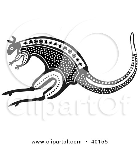 Clipart Illustration of a Leaping Aztec Kangaroo by Dennis Holmes Designs
