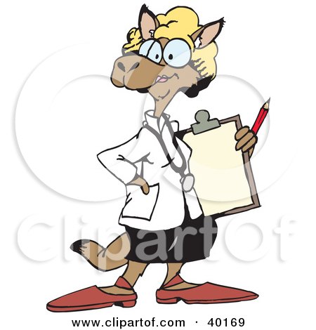 Clipart Illustration of a Female Doctor Kangaroo by Dennis Holmes Designs