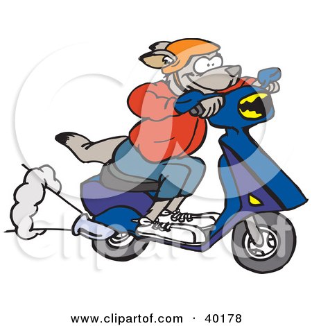 Clipart Illustration of a Focused Kangaroo Riding A Scooter by Dennis Holmes Designs