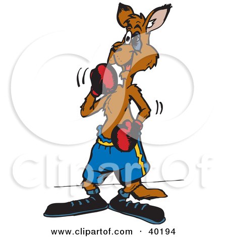 Clipart Illustration of a Kangaroo Boxer With A Black Eye by Dennis Holmes Designs