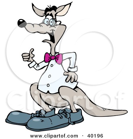 Clipart Illustration of a Nerdy Male Kangaroo In Glasses, Giving The Thumbs Up by Dennis Holmes Designs