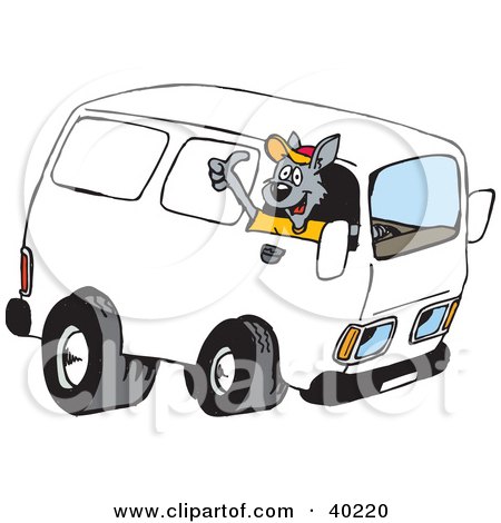 Clipart Illustration of a Kangaroo Delivery Driver Driving A Van And Giving The Thumbs Up by Dennis Holmes Designs