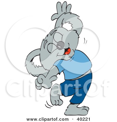 Clipart Illustration of a Happy Male Koala Dancing by Dennis Holmes Designs