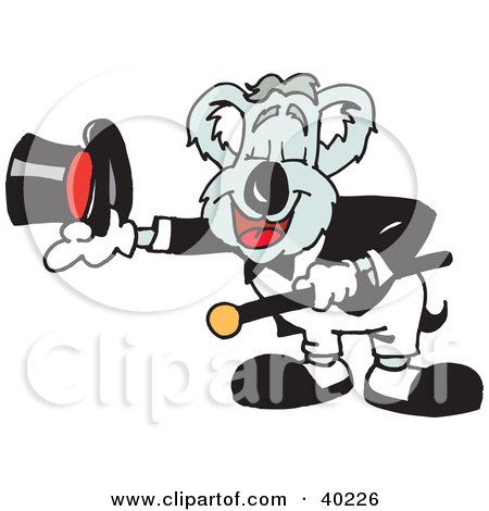 Clipart Illustration of a Koala Magician Bowing by Dennis Holmes Designs