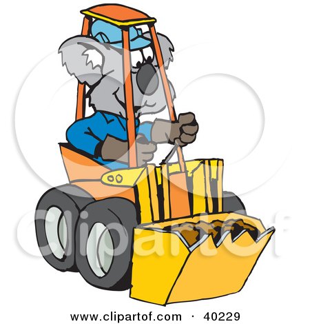 Clipart Illustration of a Koala Driving A Tractor by Dennis Holmes Designs