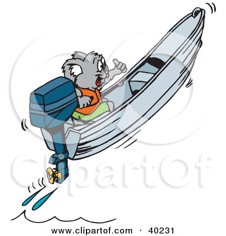 Clipart Illustration of a Koala Catching Air In A Boat by Dennis Holmes Designs