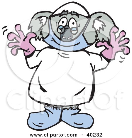 Clipart Illustration of a Koala Surgeon In Scrubs And Gloves by Dennis Holmes Designs