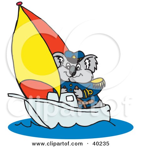 Clipart Illustration of a Koala Sailor In A Boat by Dennis Holmes Designs