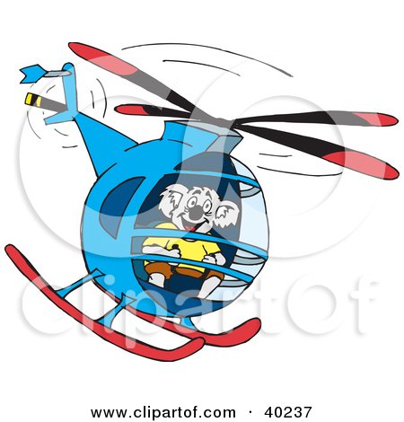 Clipart Illustration of a Koala Helicopter Pilot Flying by Dennis Holmes Designs