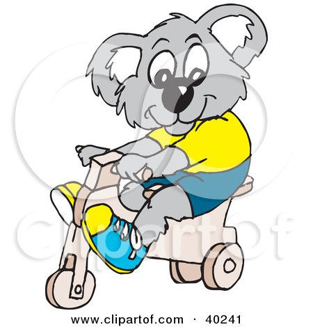Clipart Illustration of a Koala Kid Riding A Trike by Dennis Holmes Designs