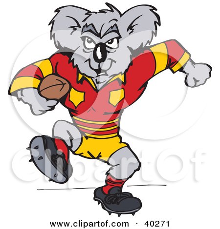 Clipart Illustration of a Koala Rugby Football Player by Dennis Holmes Designs