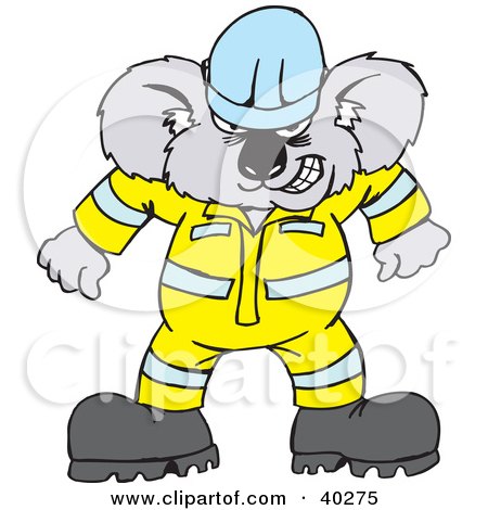 Clipart Illustration of a Mad Koala Construction Worker In Uniform by Dennis Holmes Designs