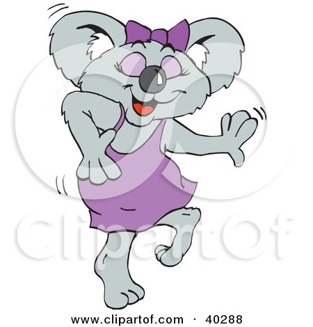 Clipart Illustration of a Happy Female Koala Dancing by Dennis Holmes Designs