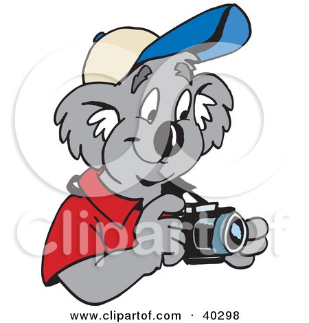 Clipart Illustration of a Koala Tourist Taking Pictures by Dennis Holmes Designs