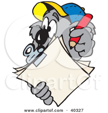 Clipart Illustration of a Koala Inspector Taking Notes by Dennis Holmes Designs