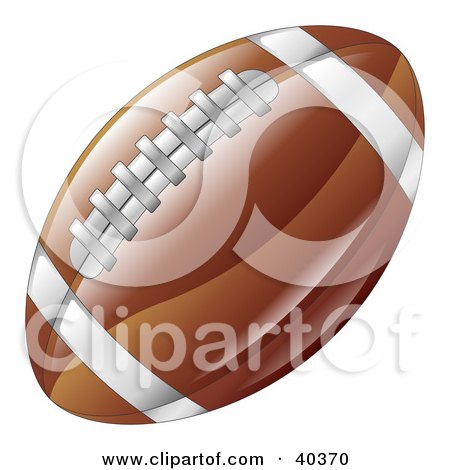 Clipart Illustration of a Shiny Brown American Football With Stitches And Stripes by AtStockIllustration