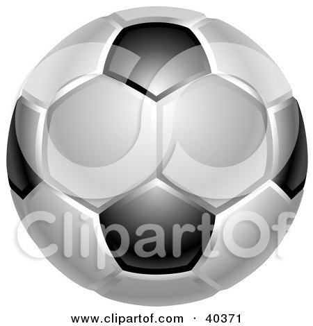 Clipart Illustration of a Shiny White And Black Soccer Ball Or Football by AtStockIllustration