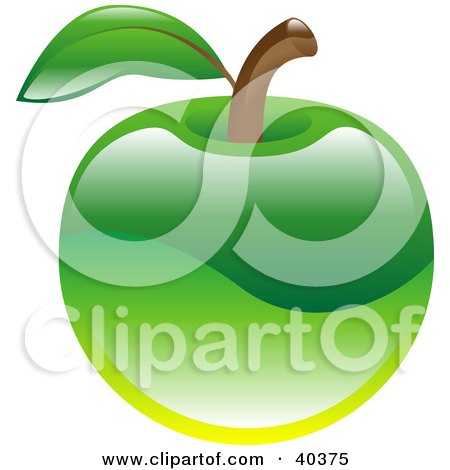 Clipart Illustration of a Shiny Organic Green Apple by AtStockIllustration