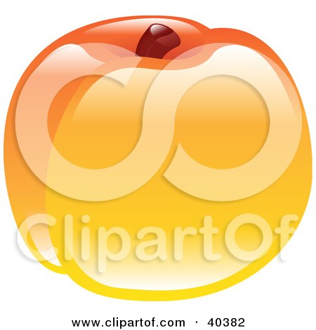 Clipart Illustration of a Shiny Organic Peach by AtStockIllustration