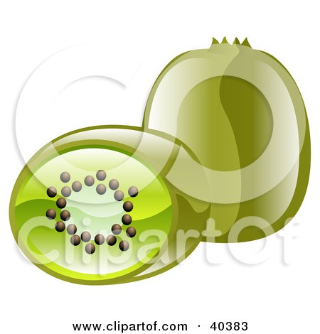 Clipart Illustration of Shiny Organic Kiwi Fruits by AtStockIllustration