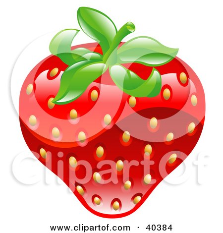 Clipart Illustration of a Shiny Organic Strawberry by AtStockIllustration