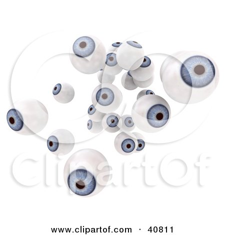 Clipart Illustration of Blue 3d Floating Eyeballs by Frank Boston