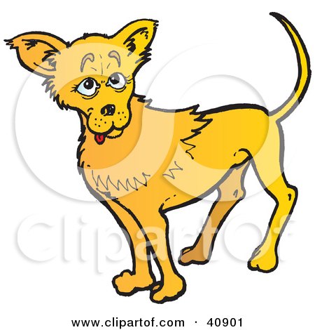 Clipart Illustration of a Friendly Yellow Chihuahua Dog by Snowy