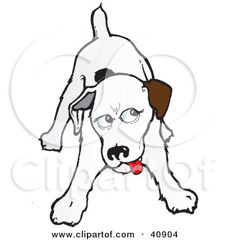Clipart Illustration of a Playful Jack Russell Terrier Glancing To The Right by Snowy