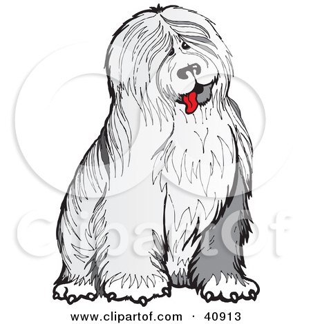 Clipart Illustration of a Friendly And Shaggy Old English Sheepdog by Snowy