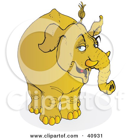 Clipart Illustration of a Grumpy Yellow Elephant by Snowy