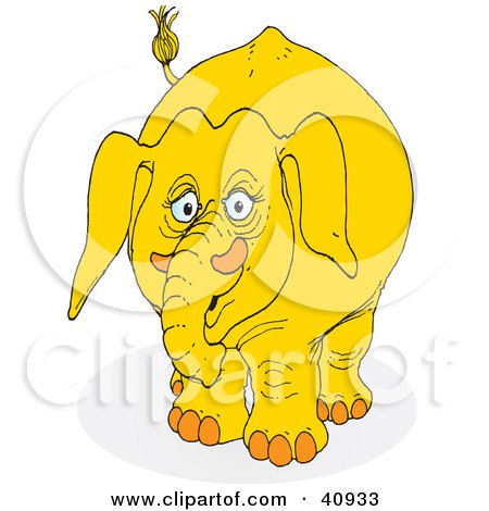 Clipart Illustration of a Sad Yellow Elephant by Snowy